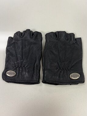 Harley-Davidson Black Fingerless Leather Biker Gloves
